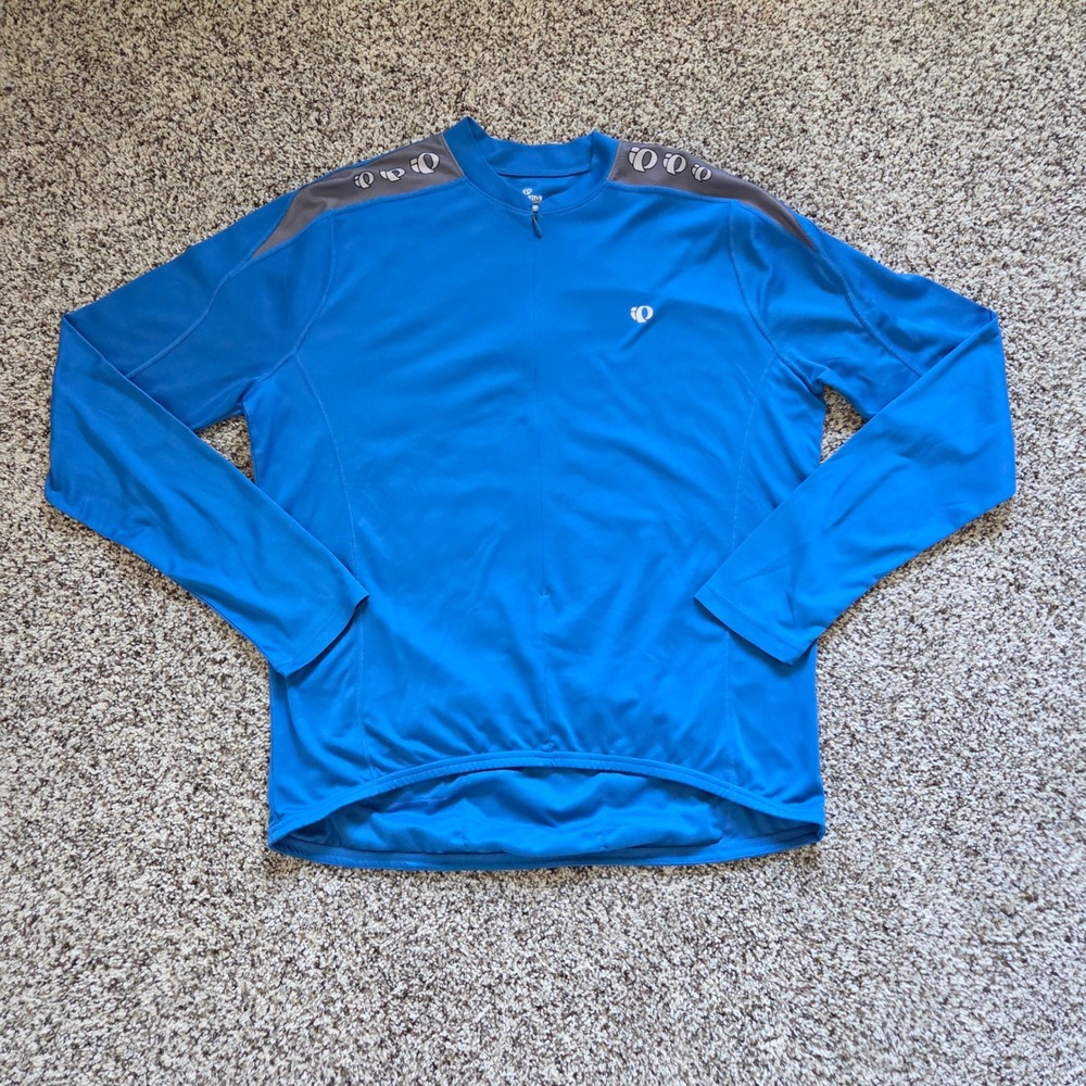 Pearl Izumi Mens XL Long Sleeve Cycling Jersey Blue 1/4 Zip 0667 Long Sleeve